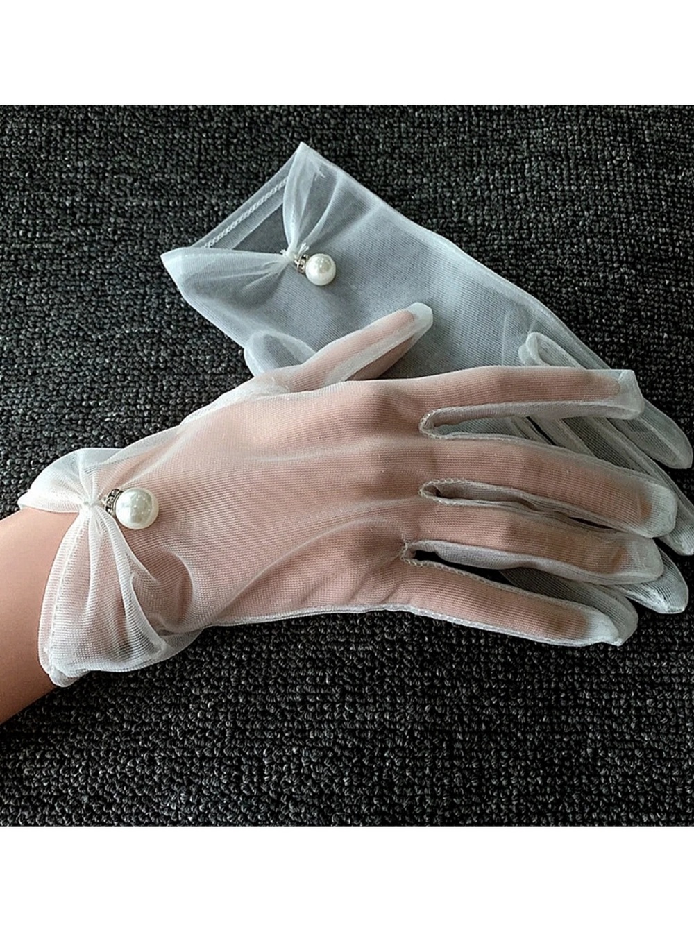 Sheer Elegance White Gloves With Pearl Drop Accent Wedding Tea Church Derby NWT